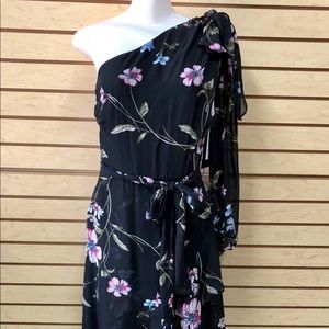 Sangria One Shoulder Floral Dress